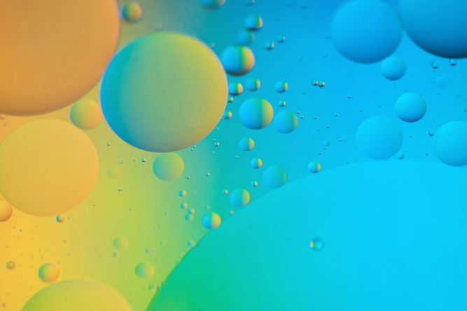 Abstract defocused background picture made with oil, water and soap